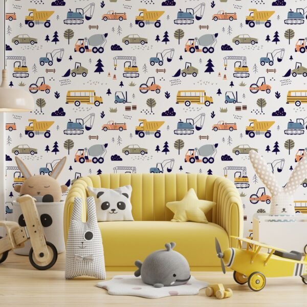 Cars and Trucks Nursery Wallpaper 1