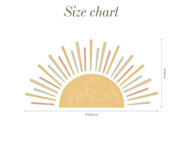 Large Boho Half Sun Watercolor Wall Decal 4