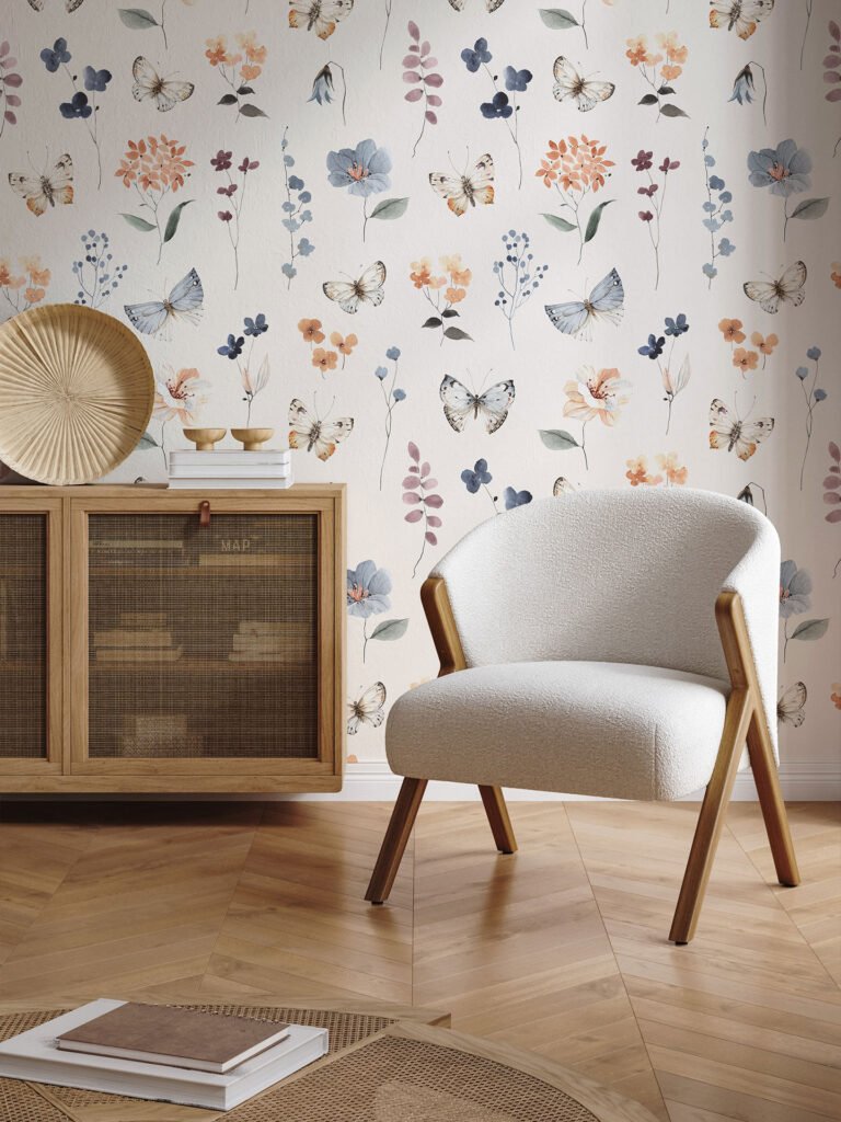 Botanical Wallpaper | Butterfly Pattern | Vintage Home Decor - Bella Stampa